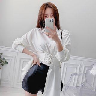 Drop-shoulder Shirt With Wide Belt
