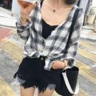 Plaid Tie Waist Shirt