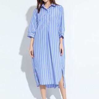 Striped 3/4 Sleeve Shirtdress