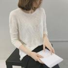 Plain 3/4-sleeve Sweater