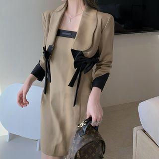 Cropped Blazer / Two Tone Tube Dress