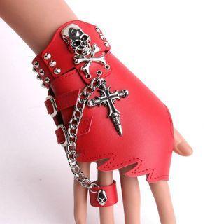 Skull Cross Pendant Galaxy Fingerless Gloves