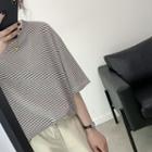 Round-neck Striped Short-sleeve T-shirt Stripes - Black & White - One Size