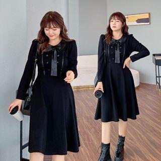 Ribbon Long-sleeve A-line Dress