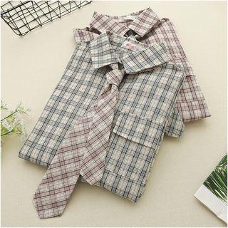 Plaid Tie Accent Shirt