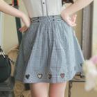 Heart Cutout Gingham A-line Skirt