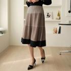 Color-block Stripe Midi Knit Skirt