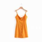 Button Detail Spaghetti Strap Dress