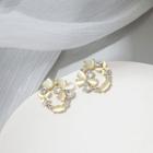 Flower Rhinestone Cat Eye Stone Earring 1 Pair - E2724 - White - One Size