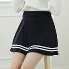 Contrast-trim Flared Miniskirt
