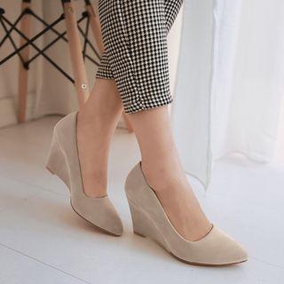 Faux Suede Pointy Wedges