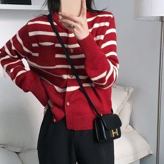 Round Neck Striped Cardigan