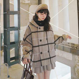 Plaid Hooded Cape Jacket