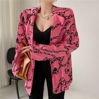 Chain Print Shirt / Boot-cut Pants