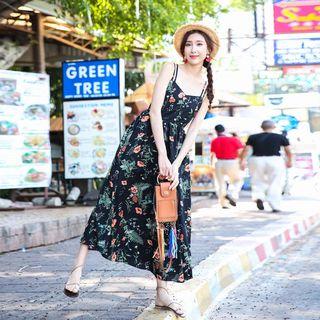 Floral Print Double-strap Midi Sundress