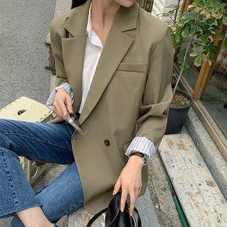 Plus Size Double-button Loose-fit Blazer