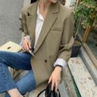 Plus Size Double-button Loose-fit Blazer
