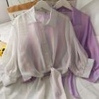 Gradient 3/4-sleeve Sheer Light Shirt