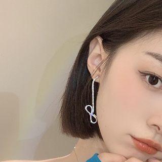 Bow Rhinestone Asymmetrical Dangle Earring 1 Pair - Earring - Silver - One Size