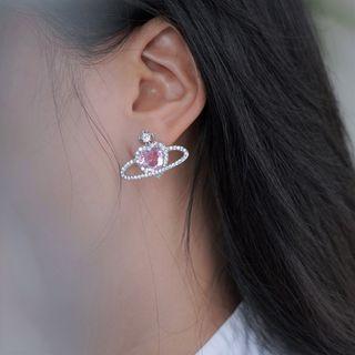 Heart Planet Rhinestone Alloy Earring