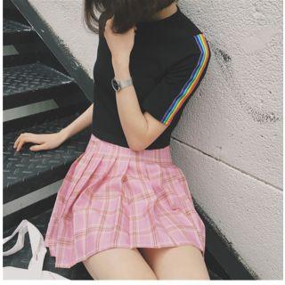 Striped Applique Cropped Short Sleeve T-shirt
