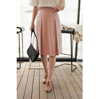Pleat-front A-line Midi Skirt