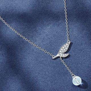 Alloy Leaf Faux Crystal Pendant Necklace 1 Piece - Silver - One Size