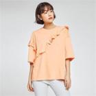 3/4-sleeve Frilled-detail Top