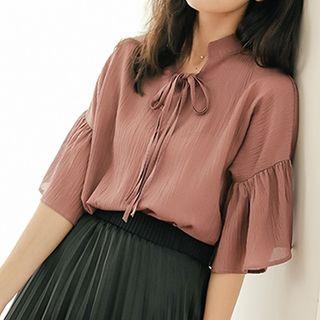 Tie-neck V-neck Top