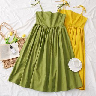 Ribbon-strap A-line Dress