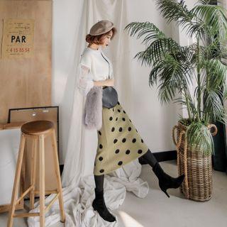 Band-waist Dotted Knit Skirt