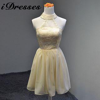 Single Shoulder Embroidered Cocktail Dress