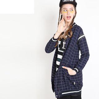 Plaid Chiffon Long Jacket