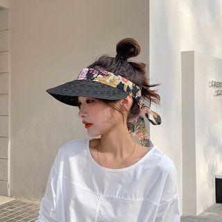Floral Print Straw Visor Hat