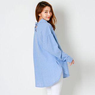 Lace-up Back Pinstripe Shirt