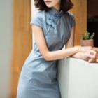 Plain Cap-sleeve Cheongsam