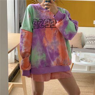 Letter Tie Dye Sweatshirt As Shown In Figure - One Size