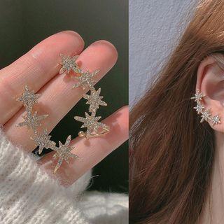 Rhinestone Star Earring 1 Pair - Silver Steel - Gold - One Size