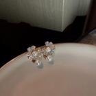Rhinestone Faux Pearl Dangle Earring 1 Pair - Silver Pin - Gold - One Size