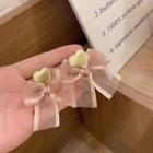 Bow Earring 1 Pair - Pink & Gold - One Size