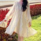 Set: Spaghetti Strap Dress + Ruffled Light Jacket