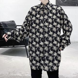 Floral Oversized Long-sleeve Shirt