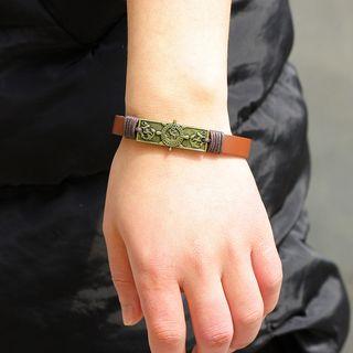 Alloy Anchor Genuine Leather Bracelet