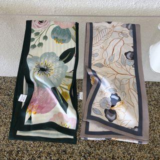 Printed Silk Narrow Scarf Green - 150x15cm - J2012