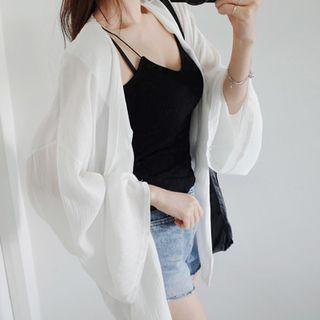 Plain Long Sleeve Shirt White - One Size