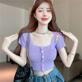 Flower Knit Cropped Top