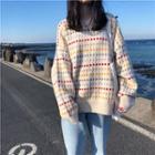Striped Knit Sweater Almond - One Size