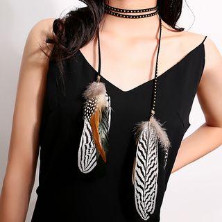 Fringed Feather Headpiece 0360 - As Shown In Figure - One Size