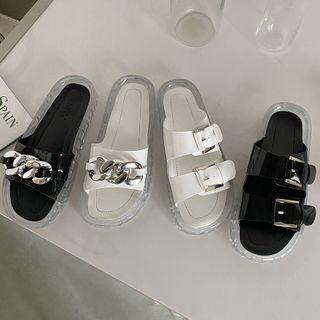 Clear Trim Slide Sandals
