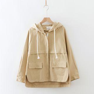 Dual-pocket Zip Hooded Jacket